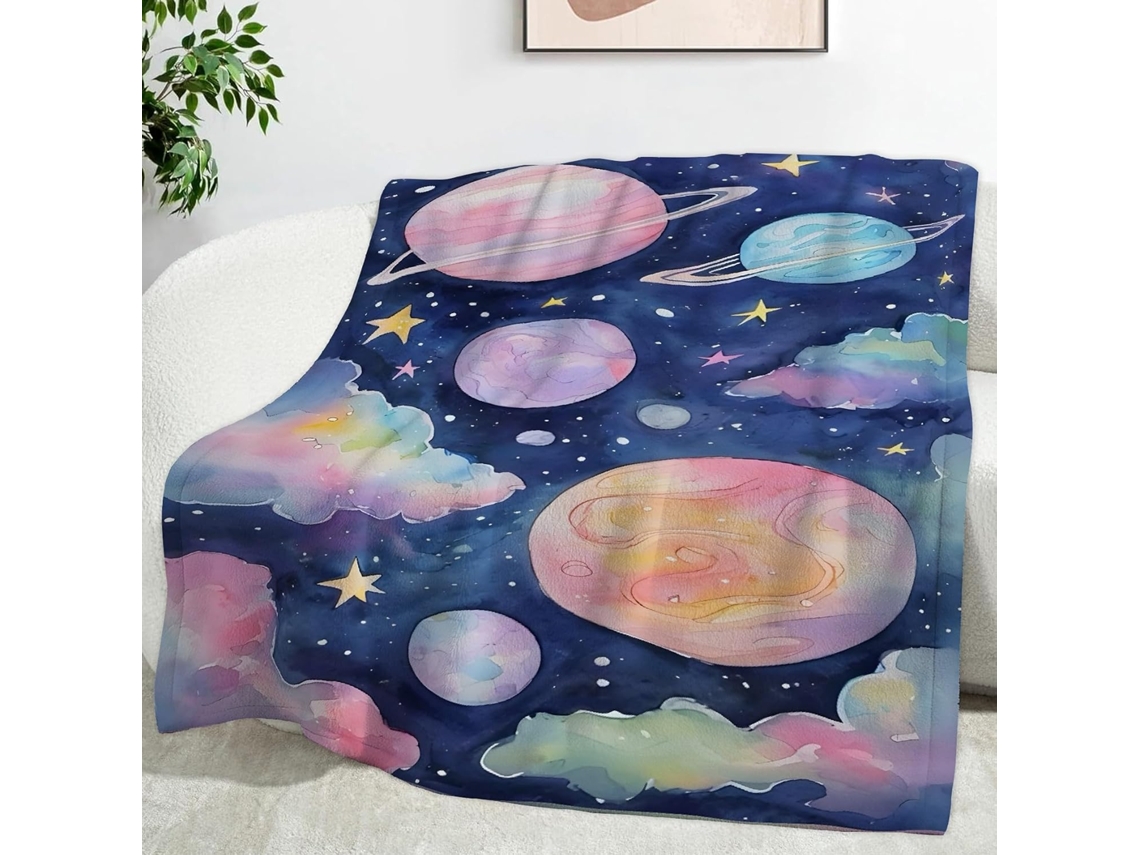 Manta Universo de Desenho Animado Estrelada 220x240 Cm Multifuncional Macia Flanela Aconchegante para Cama Esc