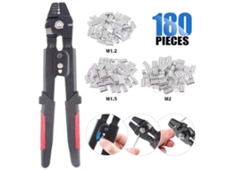 Ferramenta de crimpagem de cabo de aço de até 2,2 mm com 180 peças de 1,2/1,5/2 mm de alumínio de cano duplo Zeuxo