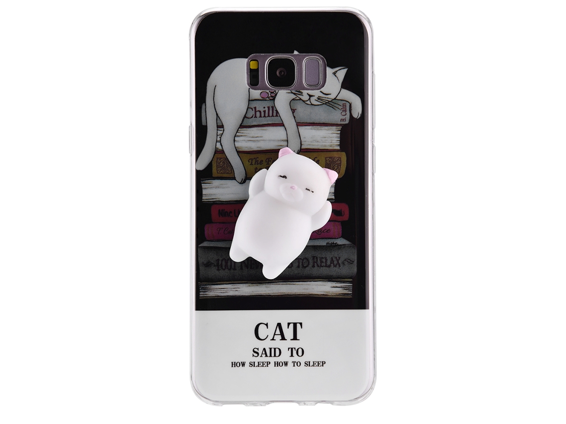 Capa de Silicone para Samsung S8 Plus com Estampa de Gato EOOCOO