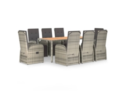 Garden Dining Set, Garden Dining Sets Vidaxl Cinzeto Rattan / Vime (mesa Com 190 Cm De Comprimento)
