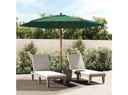 Vidaxl Guarda-sol De Jardim Com Poste De Madeira 299x240 Cm Verde
