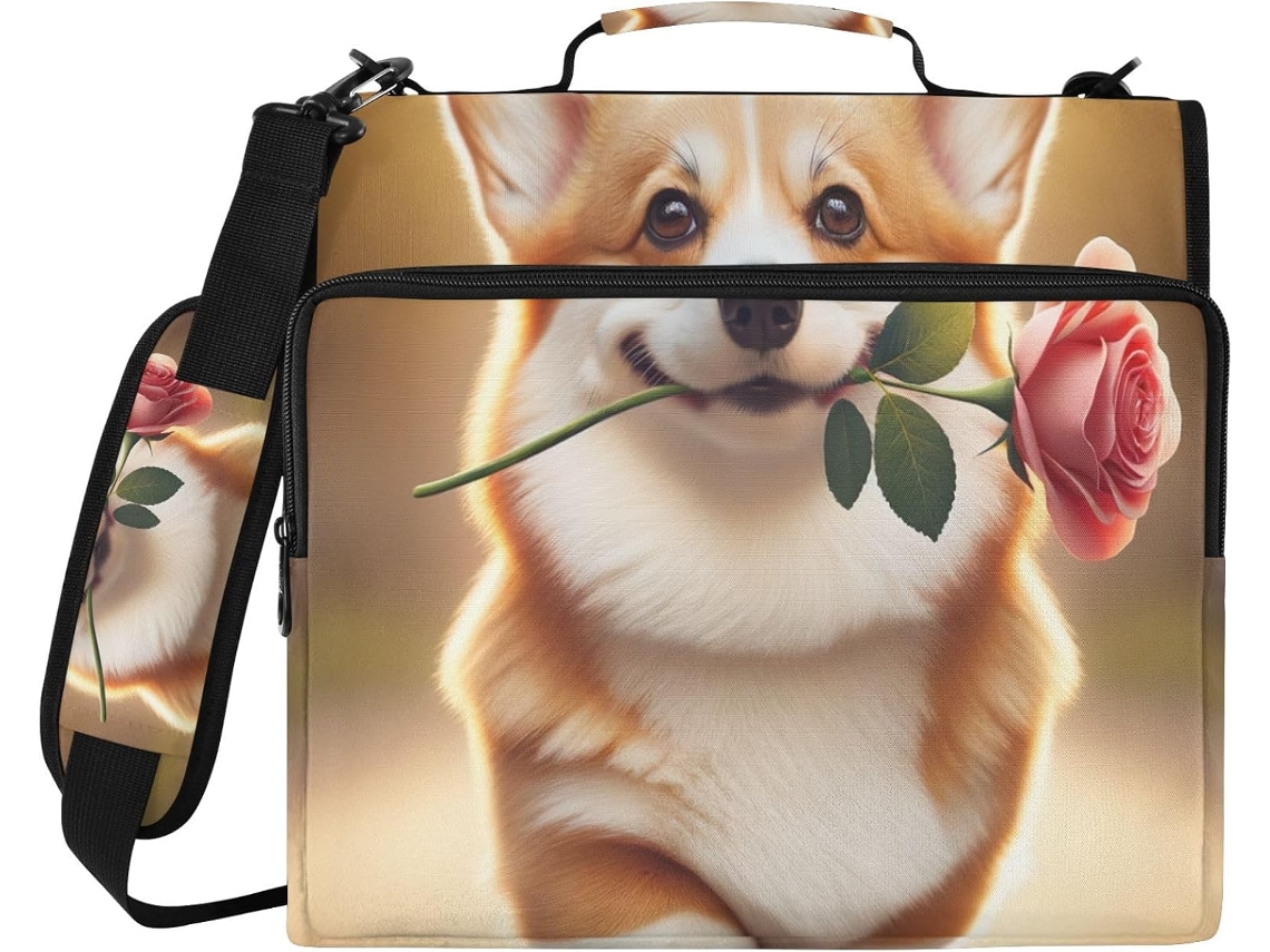 Bolsa Organizadora Fofa Com Tema De Cachorro, Resistente À Água, Com Zíper, Compartimento Laptop E Bolsos