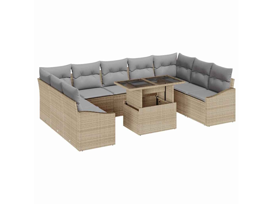 Maison Exclusive - Conjunto De Sofá De Jardim Ajustável 10 Pcs Bege E Cinza Claro
