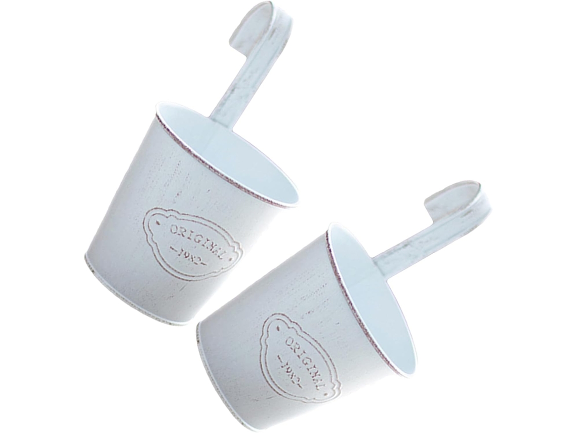 2 Vasos de Ferro Branco com Gancho GOKOCO