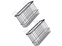 Conjunto De 2 Cestos Armazenamento Parede Em Ferro Com Grampos, Pretos, Para Banheiro
