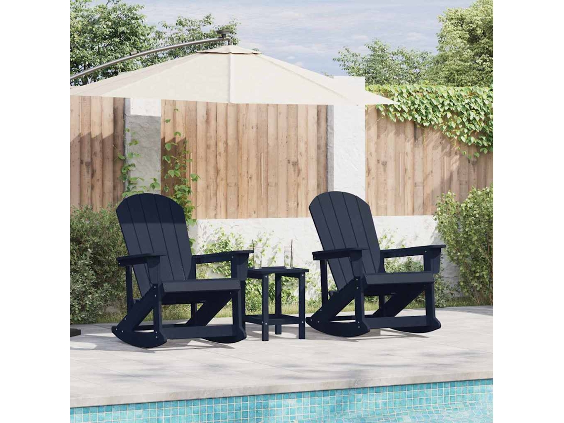 Vidaxl Conjunto De Lounge De Jardim 3 Unid. Azul Marinho Hdpe