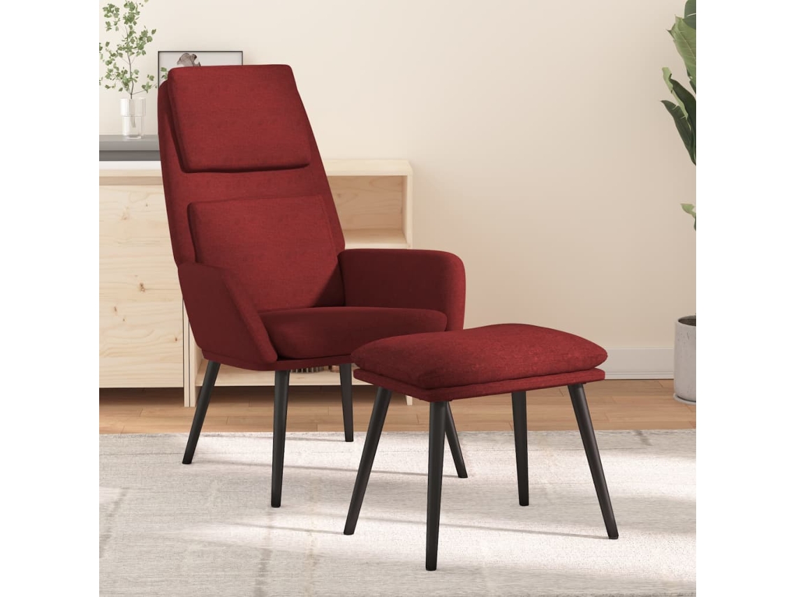 Relaxing Chair With Stool, Relaxing Chairs With Stools Vidaxl Vermelho Tecido