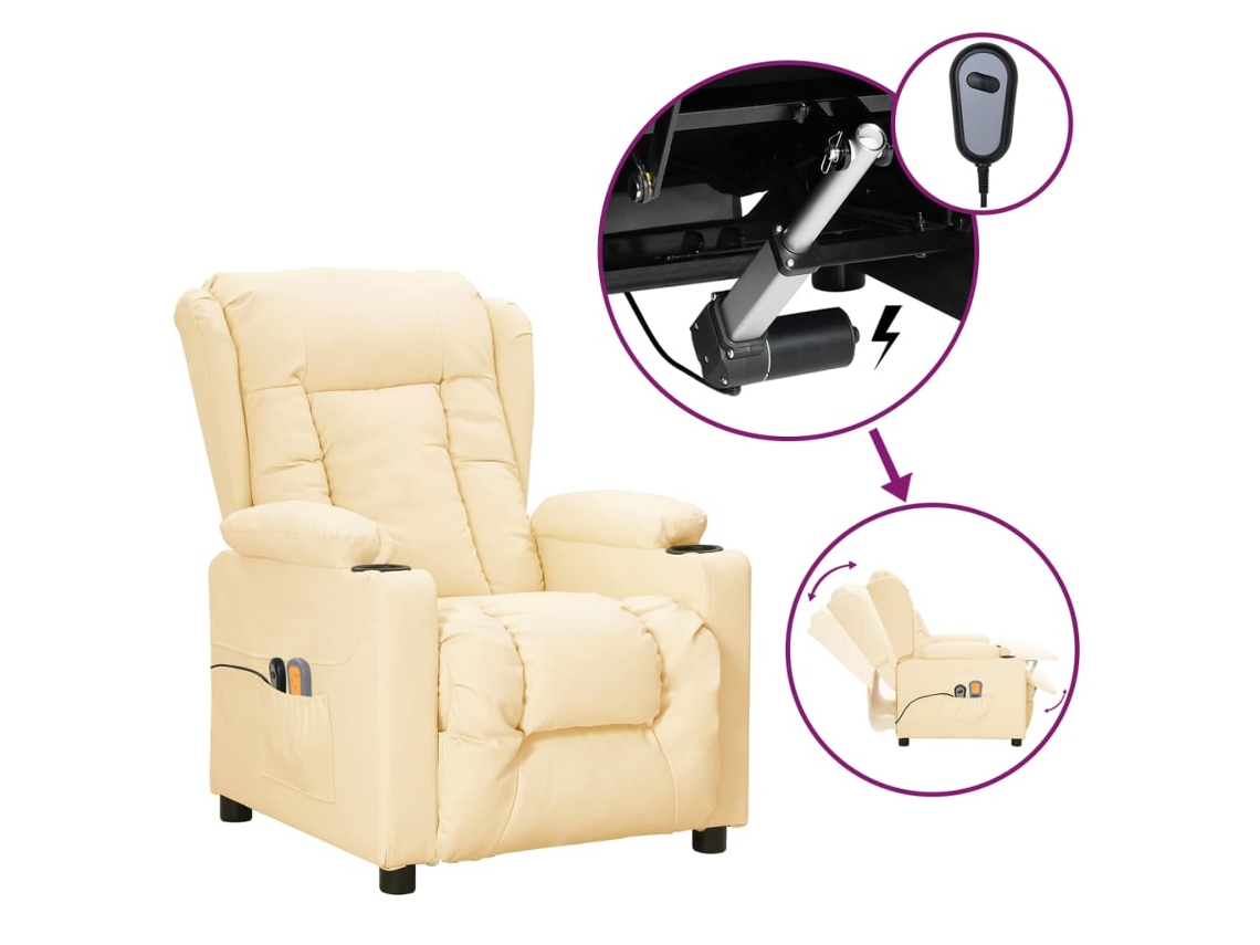 Electric Massage Chair, Electric Massage Chairs Vidaxl Creme Couro Artificial