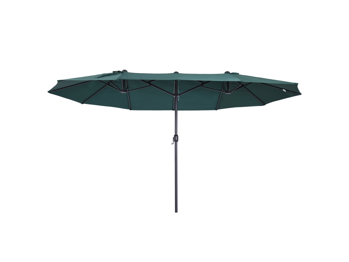 Chapéu de sol duplo 4,55x2,65x2,38m com manivela, proteção UV e verde