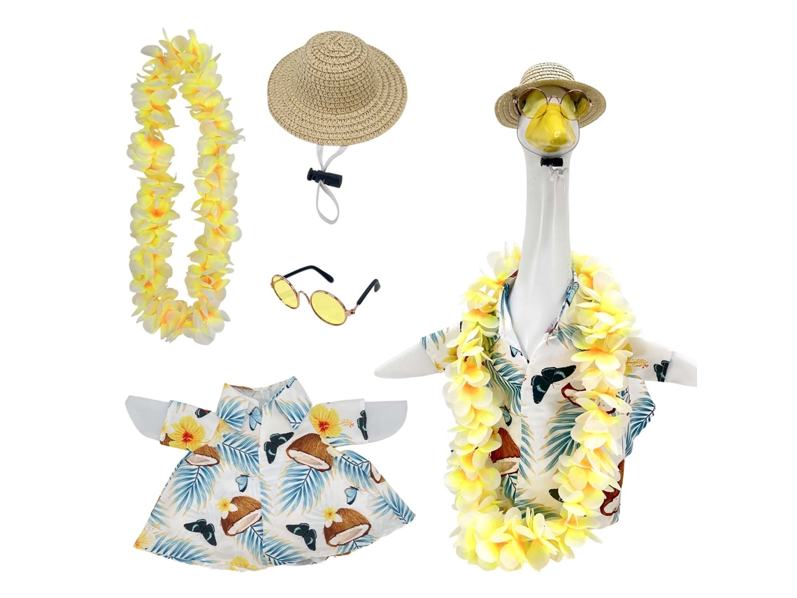 Conjunto de Vestir Havaiano com Grinalda para Ganso de Varanda 4 Peças, Compatível com Gansos de 17" e 23" Cor Clara PANOONA