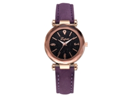 Relógio Analógico Feminino de Cinta de Couro Pu de Quartzo com Estilo Simples Roxo
