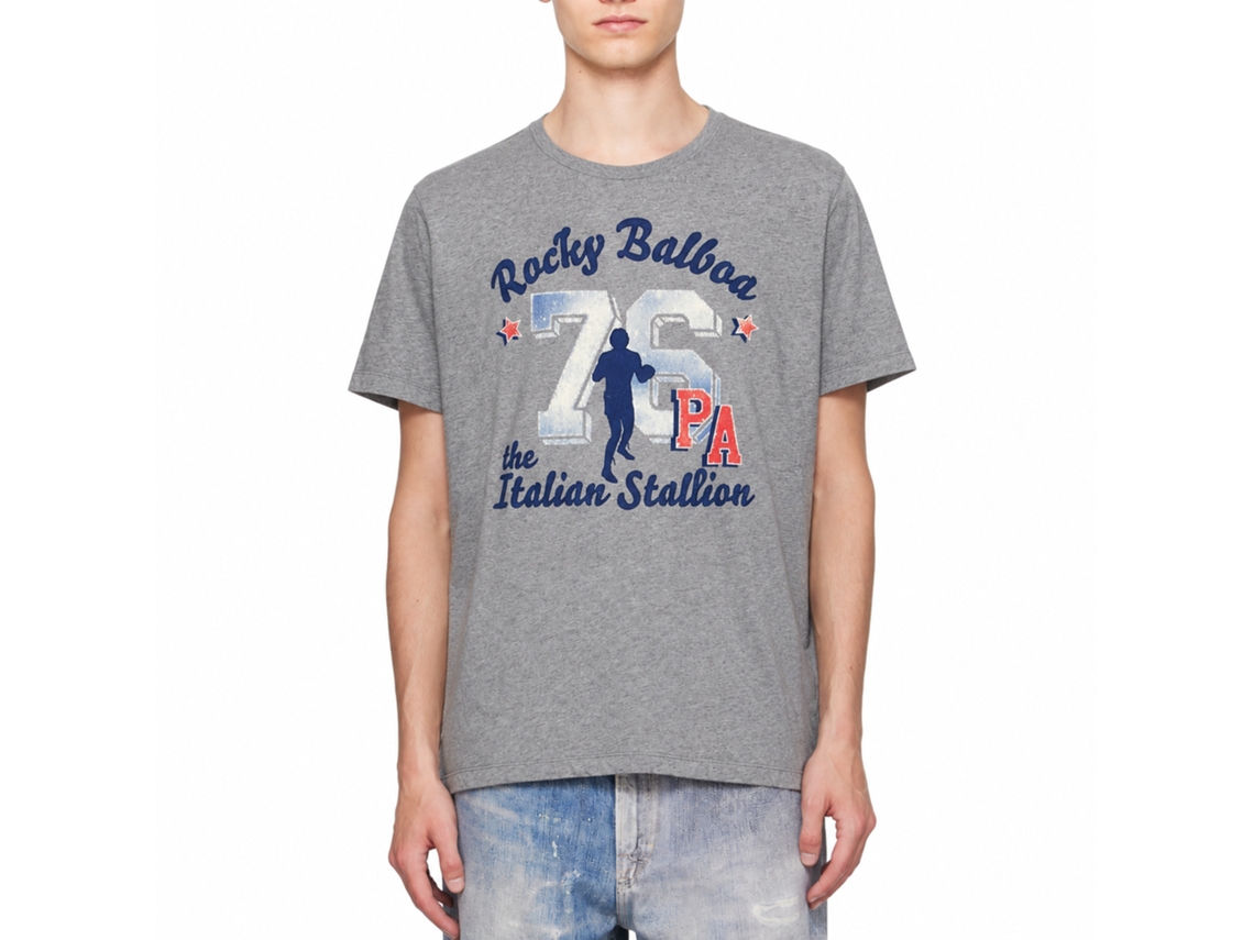 Rockinstone Rocky Movie Athletic '76 Heather Graphite Adult T-shirt Size:xl