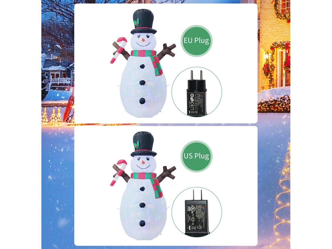 Boneco De Neve Inflável Com Luzes Led Para Jardim Natal