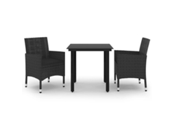 Garden Dining Set, Garden Dining Sets Vidaxl Preto Rattan / Vime (80 Cm Table Length)