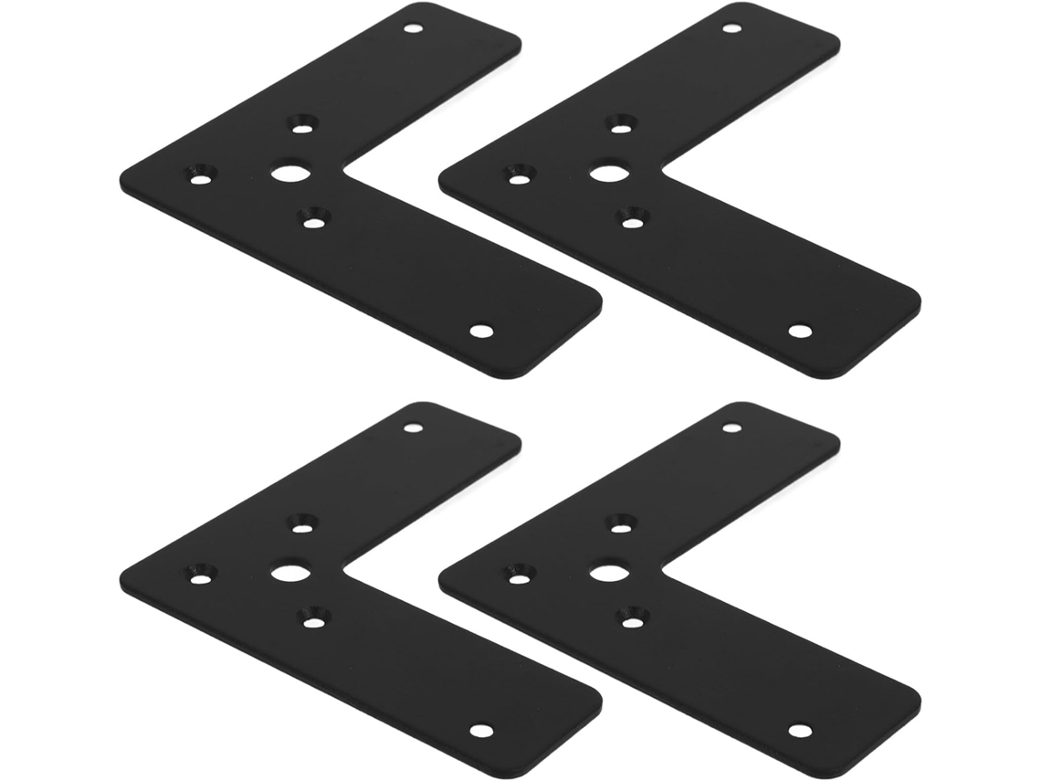 Suportes De Aço Inoxidável Reforçados, 4 Peças, 100x100mm, 2mm, Na Cor Preta, Espessura L.