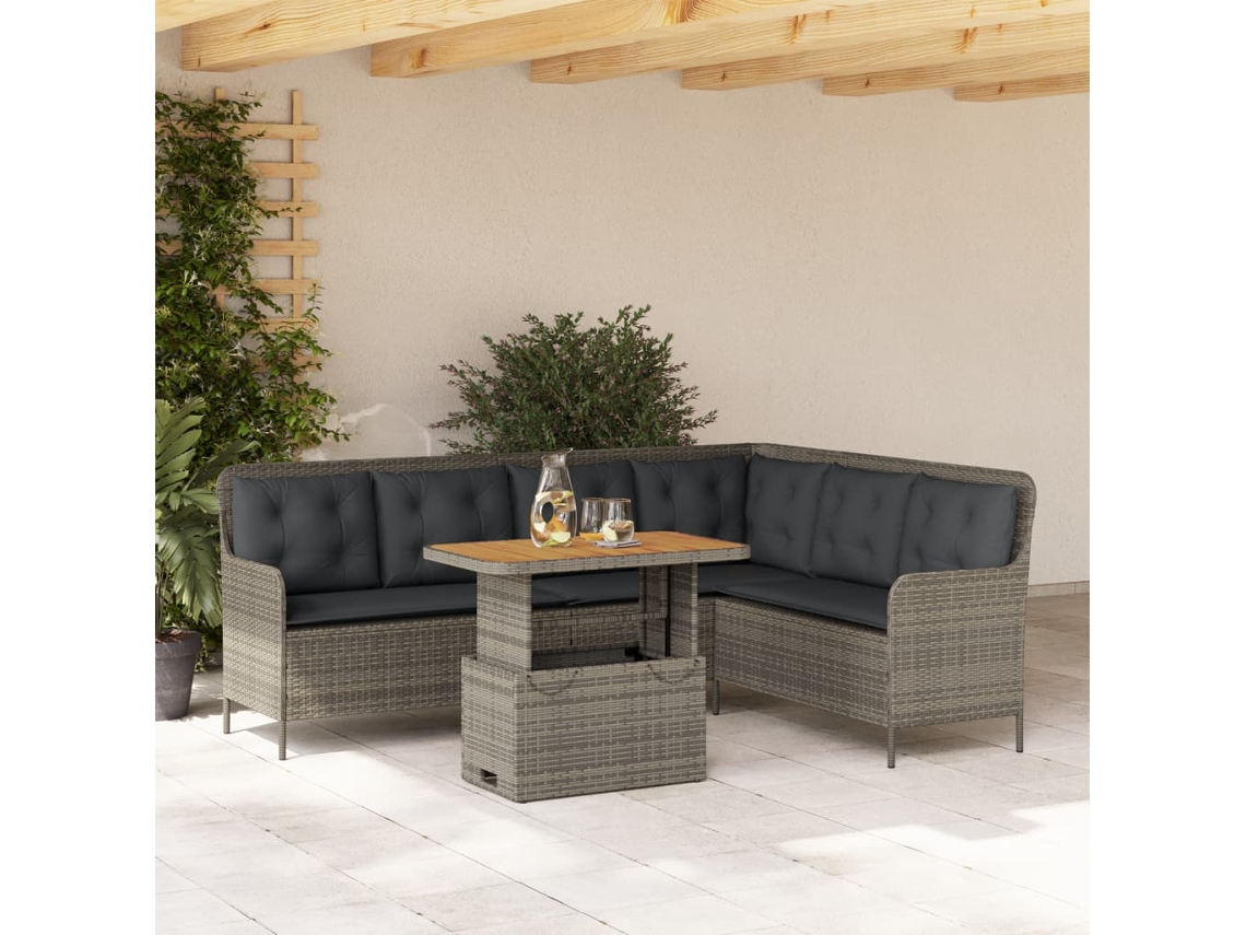 Vidaxl 2 Pcs Conjunto Sofás De Jardim C/ Almofadões Vime Pe Cinzento