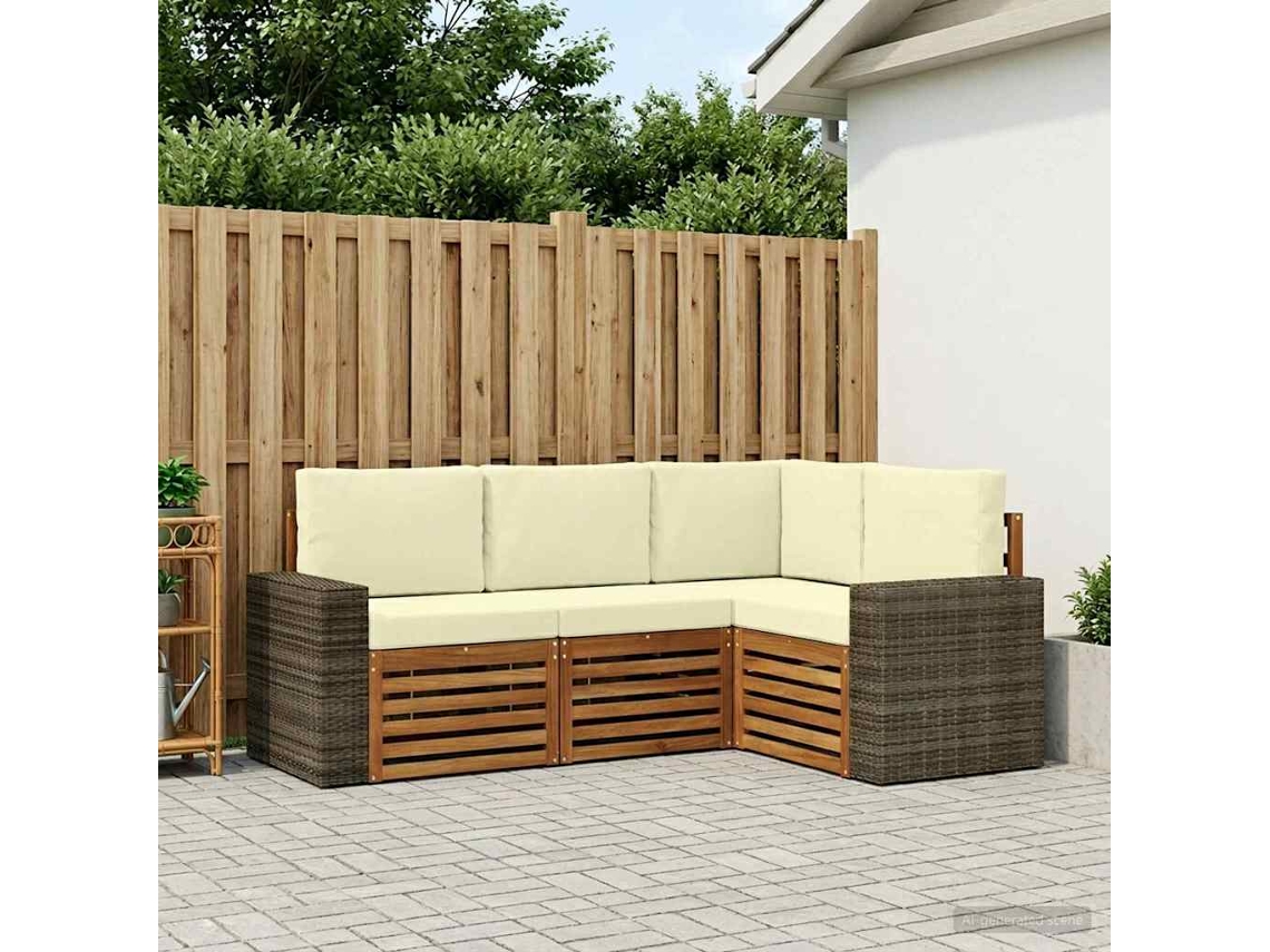 Vidaxl Conjuntos De Sofás Com Almofada 4 Pcs Madeira Sólida De Acácia