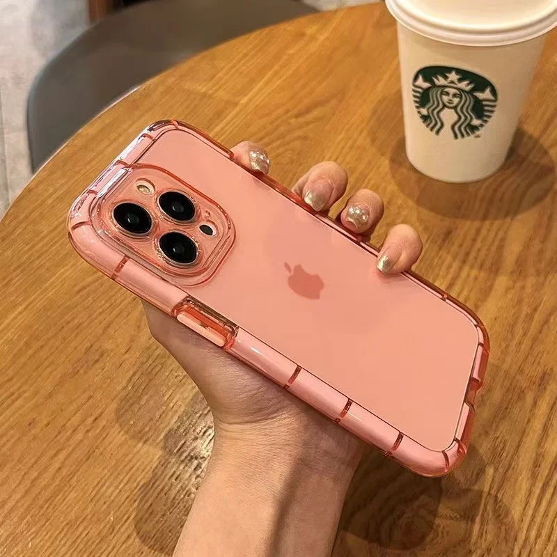 Capa Para Iphone 15 Pro Rosa, Resistente A Impactos, Com Moldura Transparente Que Brilha No Escuro.