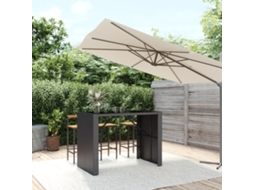 Mesa De Bar Com Tampo De Vidro 145x80x110 Cm Vime Pe Preto