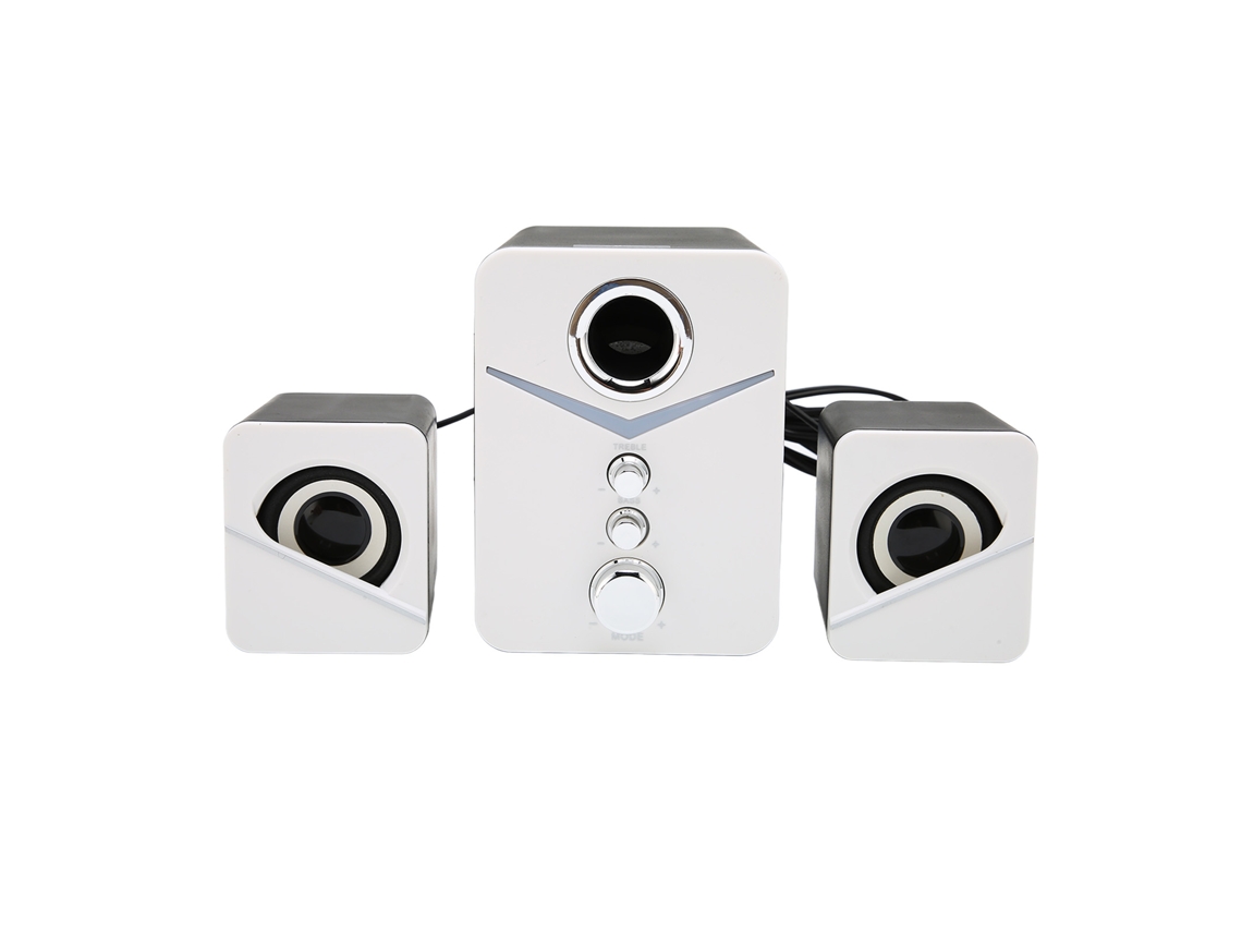 Altifalante Mali para Computador Bluetooth 2.1 com Subwoofer Profundo, Mini, Branco