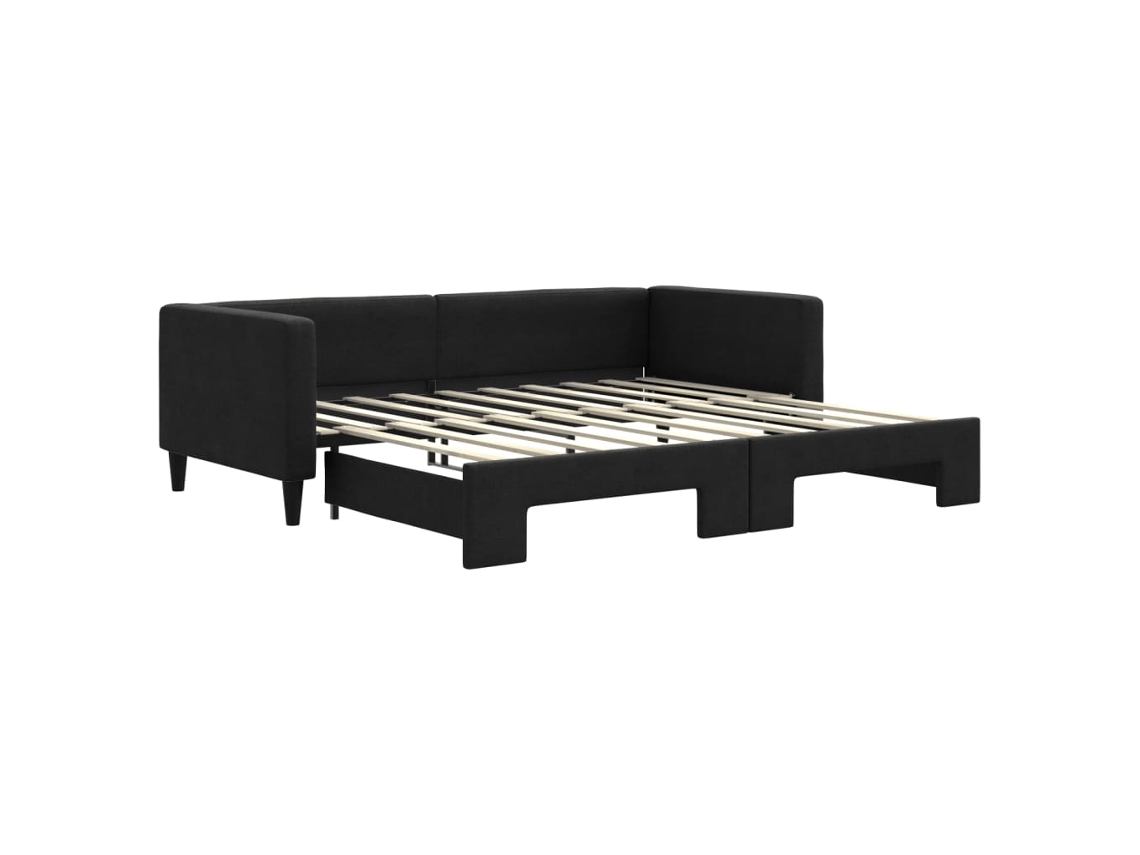 Sofá-cama Com Gavetão Vidaxl Preto Tecido