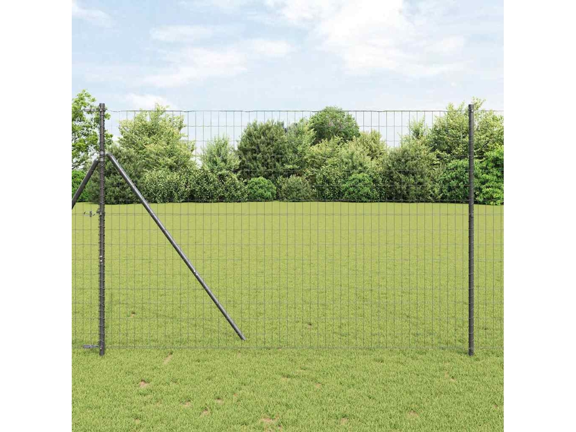 Vidaxl Cerca Euro 1,5 X 10 M Ferro Revestido De Pvc Cinzento