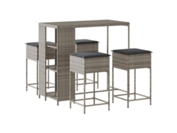 Maison Exclusive - 5 Pcs Conjunto De Bar P/ Jardim C/ Almofadões Vime Pe Cinzento