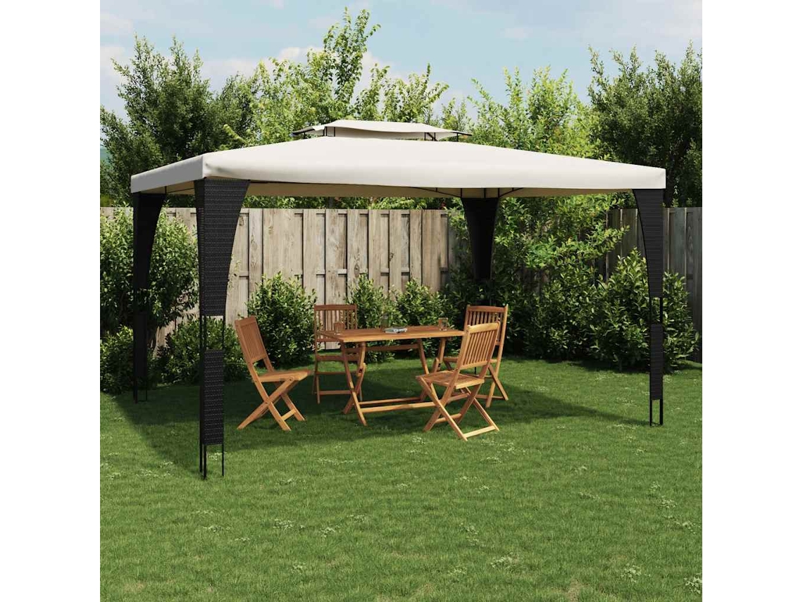 Vidaxl Gazebo Com Telhado Duplo 3,98x2,98 M Aço Creme