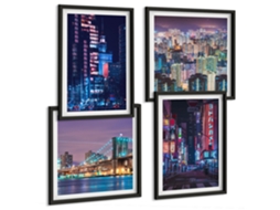 Composição De Quadros Paisagens Da Natureza Lavanda Montanhas Espelharte (4 Peças)