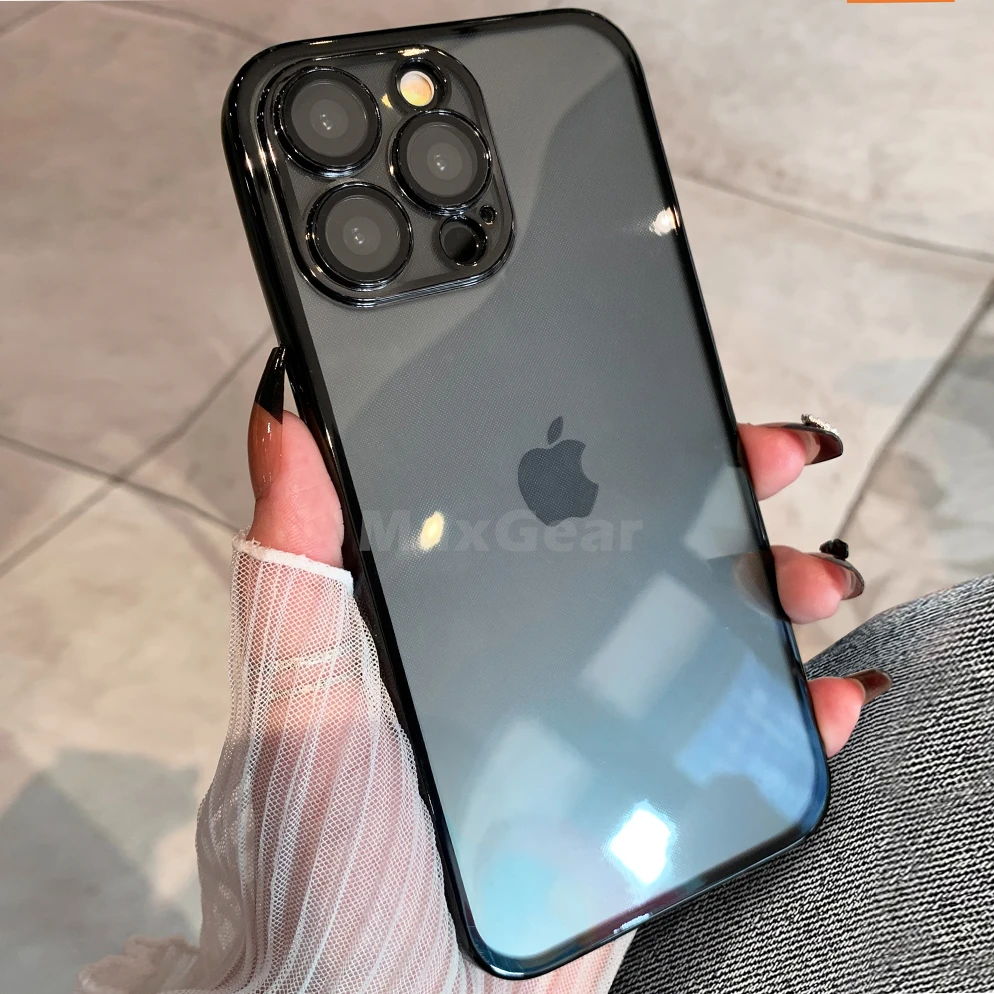 Capa Protetora Transparente De Silicone Eletroplaqueado (azul Para Iphone 14 Pro), Roxa, Macia E Resistente A Impactos.