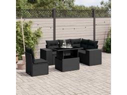 Vidaxl 6 Pcs Conjunto Sofás De Jardim C/ Almofadões Vime Pe Preto