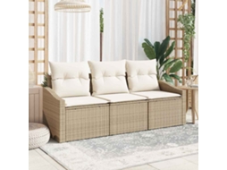 Vidaxl Conjunto De Sofá De Jardim 3 Unid. Bege E Branco Vime Pe