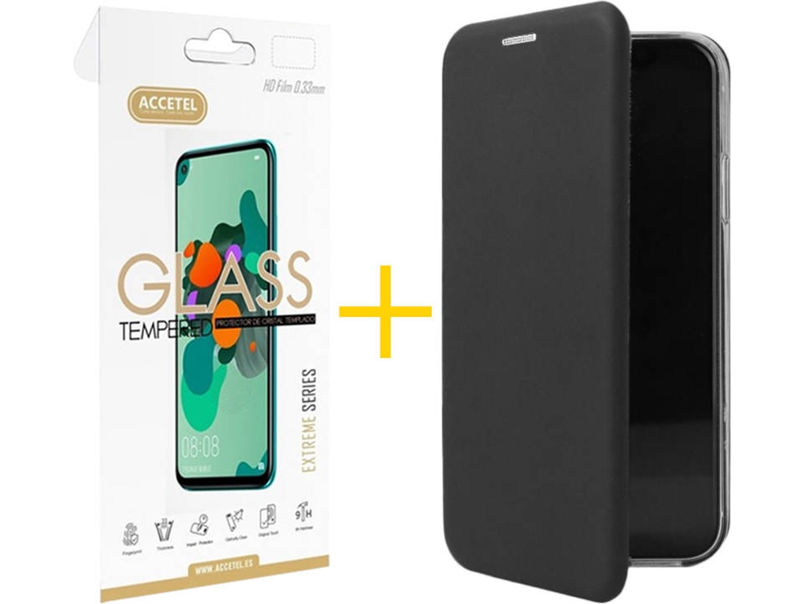 Capa e Película Apple iPhone 7 Plus / 8 Plus ACCETEL Flip Cover 2222 Preto