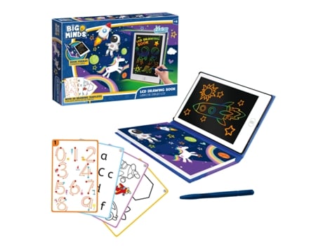 Quadro Branco Magnético para Crianças 20 Estênceis Reversíveis Quadro Branco Apagável Portátil Big Minds Mágico LCD WORLD BRANDS