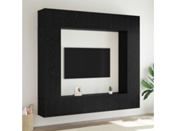 Vidaxl Conjunto de Móvel de Tv 8 Pcs Carvalho Preto Madeira Processada