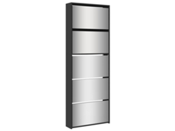 Sapateira com Espelho de 5 Divisórias VIDAXL Preto 63 X 17 X 169.5 Cm