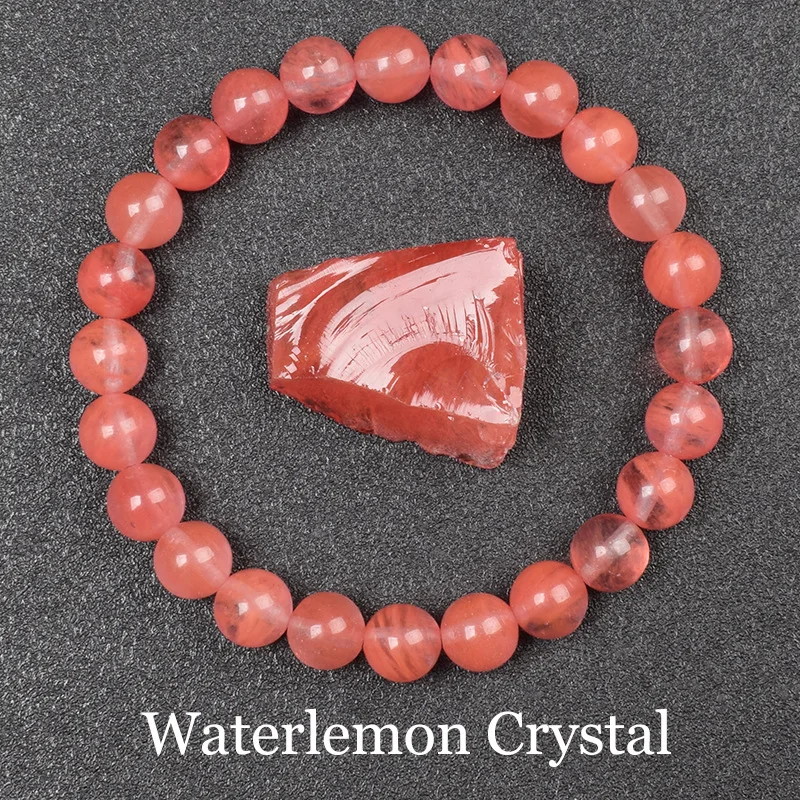 Pulseira de Contas de Pedra Natural para Yoga, Reiki, Amuleto e Talismã da Sorte MDUG (cristal Limão Água 17cm)