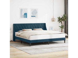 Vidaxl Estrutura Da Cama Com Cabeceira Azul 180 X 200 Cm Veludo