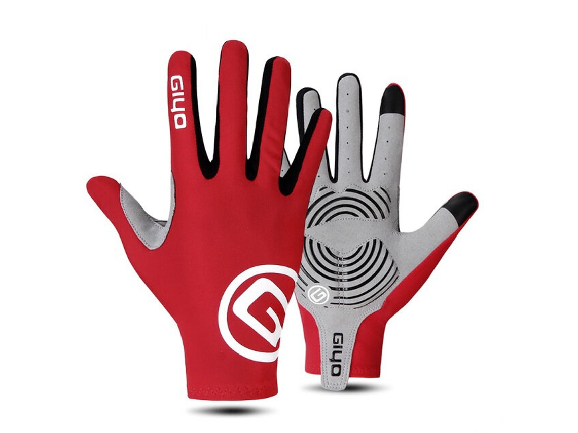 Giyo Luvas Ciclismo Vermelhas 2xl Corta-vento Dedos Completos Tela Sensível Toque Antiderrapantes Tecido Mtb Estrada