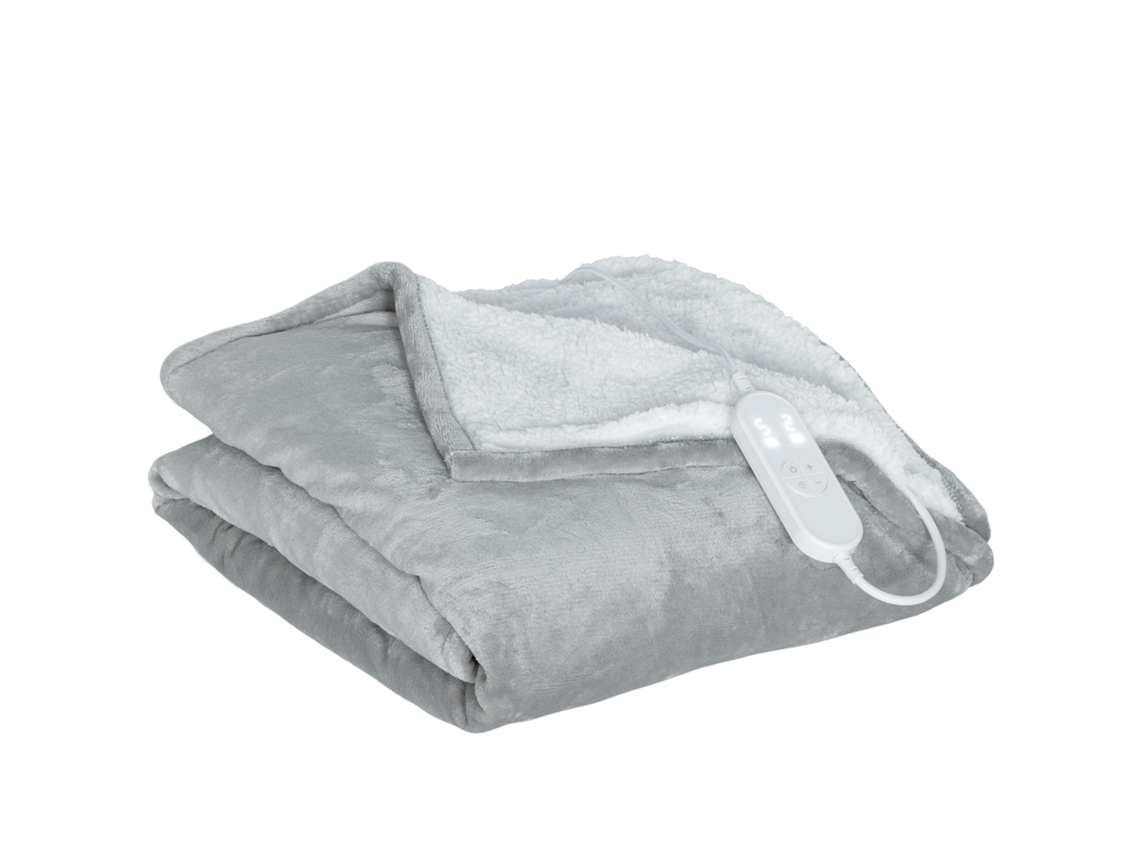Manta Elétrica BTFORUS 180x130cm com 10 níveis de temperatura e temporizador cinza
