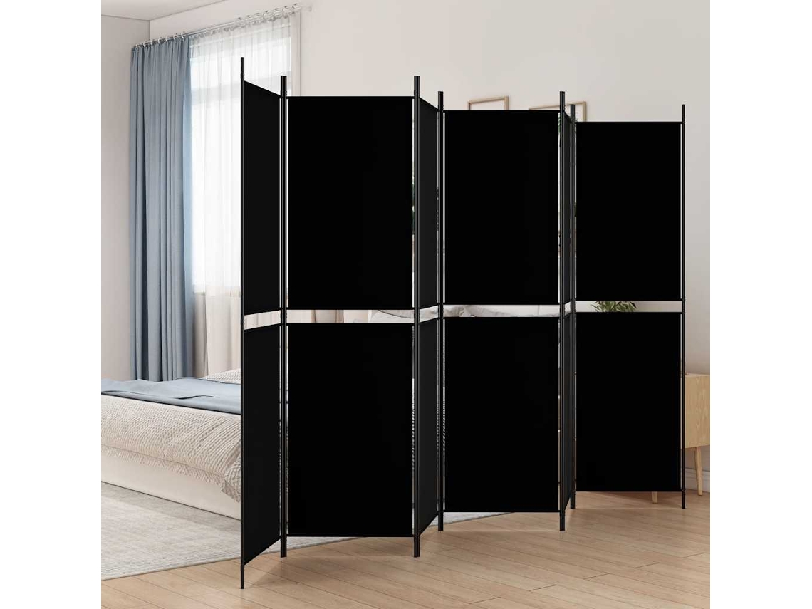 Vidaxl Divisória De Quarto Com 6 Painéis 300x200 Cm Tecido Preto