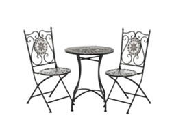Conjunto de Jardim BTFORUS para 2 pessoas, mesa mosaico, cadeiras dobráveis, multicolorido