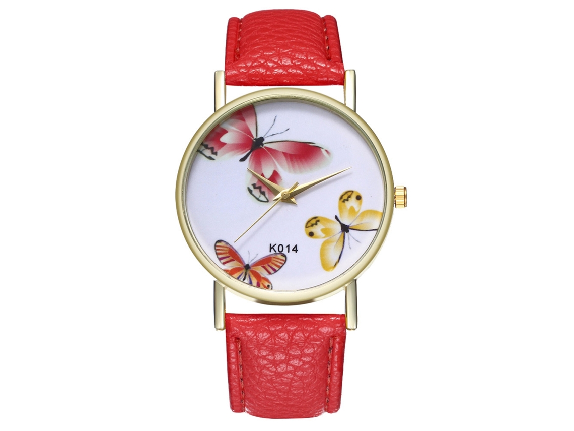 Relógio analógico de quartzo simples Zhoulianfa para homem com pulseira de couro PU (vermelho)