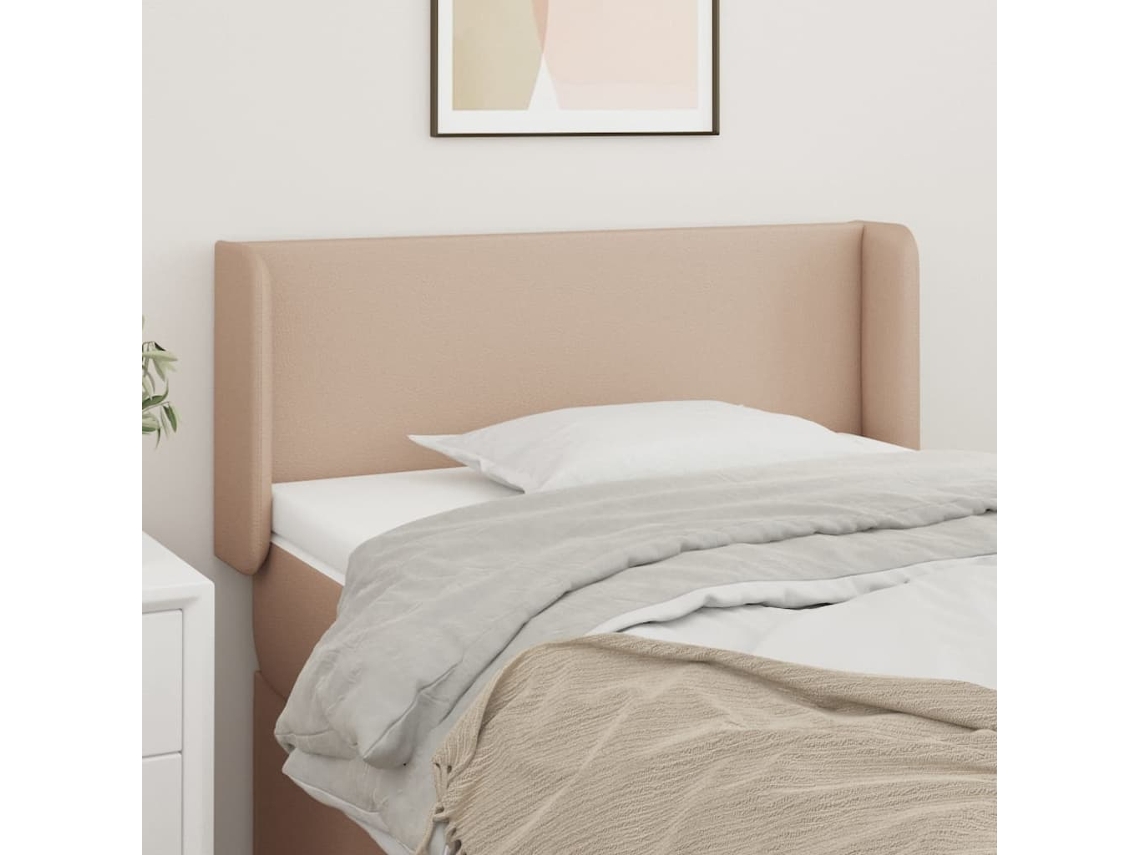 Vidaxl Cabeceira Cama Abas Couro Artificial 103x16x78/88 Cm Cappuccino