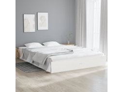 Estrutura De Cama 160x200 Cm Madeira Maciça Branco