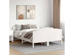 Cama Sem Colchão 120x200 Cm Madeira De Pinho Maciça Branco
