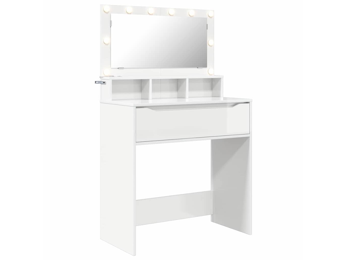 Conjunto de Mesas de Maquiagem para Quarto com Gaveta Branca Brilhante MAISON EXCLUSIVE