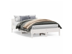 Vidaxl Cama Sem Colchão 140x200 Cm Madeira de Pinho Maciça Branco