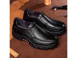 2026altiro-sapatos De Couro De Vaca Genuíno Confortáveis Para Homens Sêniors, Casual E Negócio, Mocassins Macios 46 Negro