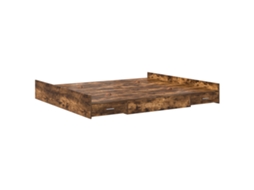 Conjunto 1 Estrutura De Cama Moderna Vidaxl Castanho Madeira De Pinho Maciça (200 X 200 Cm)